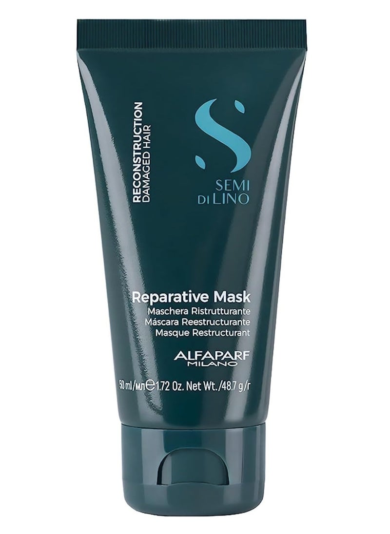 Alfaparf Milano Semi Di Lino Reconstruction Reparative Travel Size Mask - Color Safe Deep Conditioning Hair Mask - Damaged Hair Repair - Paraben and Paraffin Free - Vegan Formula (1.72 oz / 50 ml)