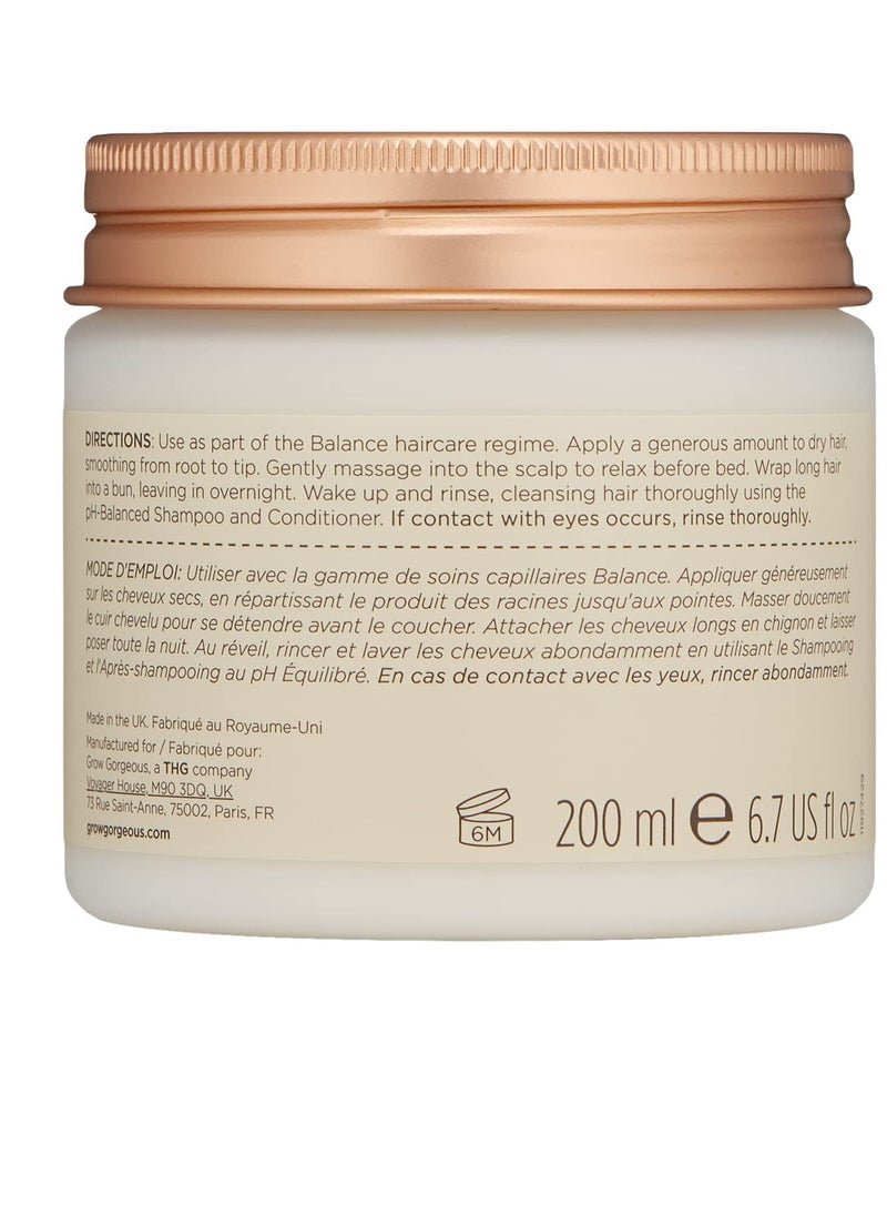 Grow Gorgeous Balance Shine-Enhancing Over Night Hair Mask - For Soft, Frizz Free, Shiny Hair - Vegan, 6.76 oz