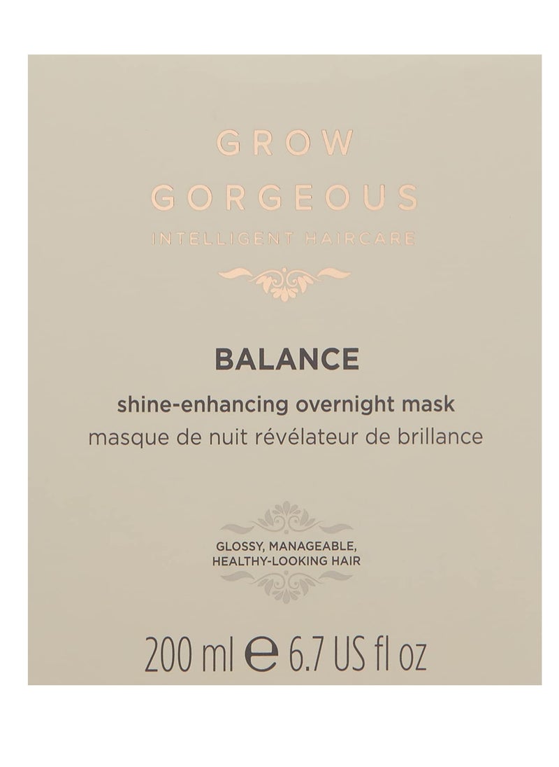 Grow Gorgeous Balance Shine-Enhancing Over Night Hair Mask - For Soft, Frizz Free, Shiny Hair - Vegan, 6.76 oz