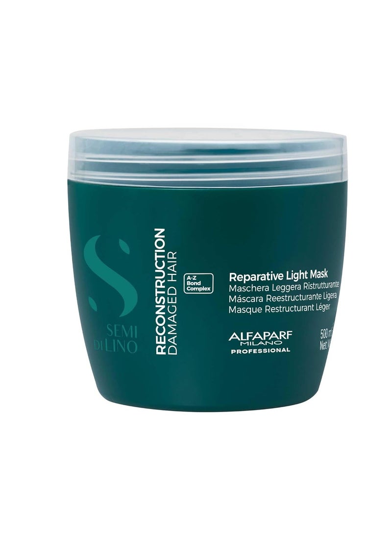 Alfaparf Milano Semi di Lino Reconstruction Reparative Light Hair Mask - Color Safe Deep Conditioning Hair Mask - Damaged Hair Repair - Restructuring Mask for Fine Hair - Vegan Formula (17.2 oz)