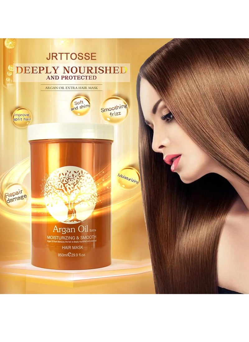 Argan Oil Hair Mask, Repair Split Ends Dry Damaged Hair, Moisturizing & Smoothing Hair Mask for Dry Damaged Hair of All Hair Types 16.90 oz 500 ml (29.90oz-850ml)
