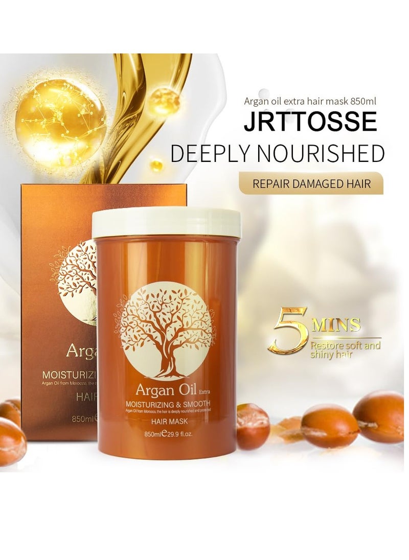 Argan Oil Hair Mask, Repair Split Ends Dry Damaged Hair, Moisturizing & Smoothing Hair Mask for Dry Damaged Hair of All Hair Types 16.90 oz 500 ml (29.90oz-850ml)
