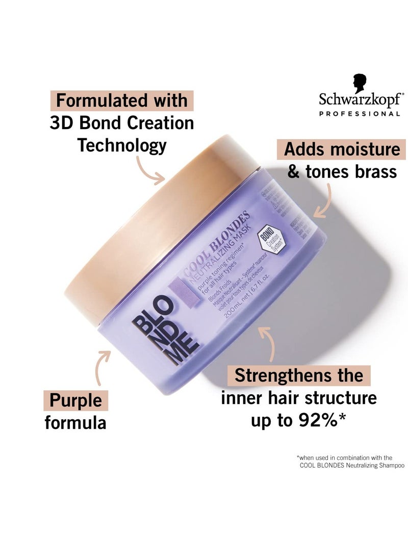 BlondMe Cool Blondes Neutralizing Mask – Deep Conditioning Treatment with Purple Toning Pigments – Neutralizes Yellow Tones and Brassiness in All Blonde Hair Types