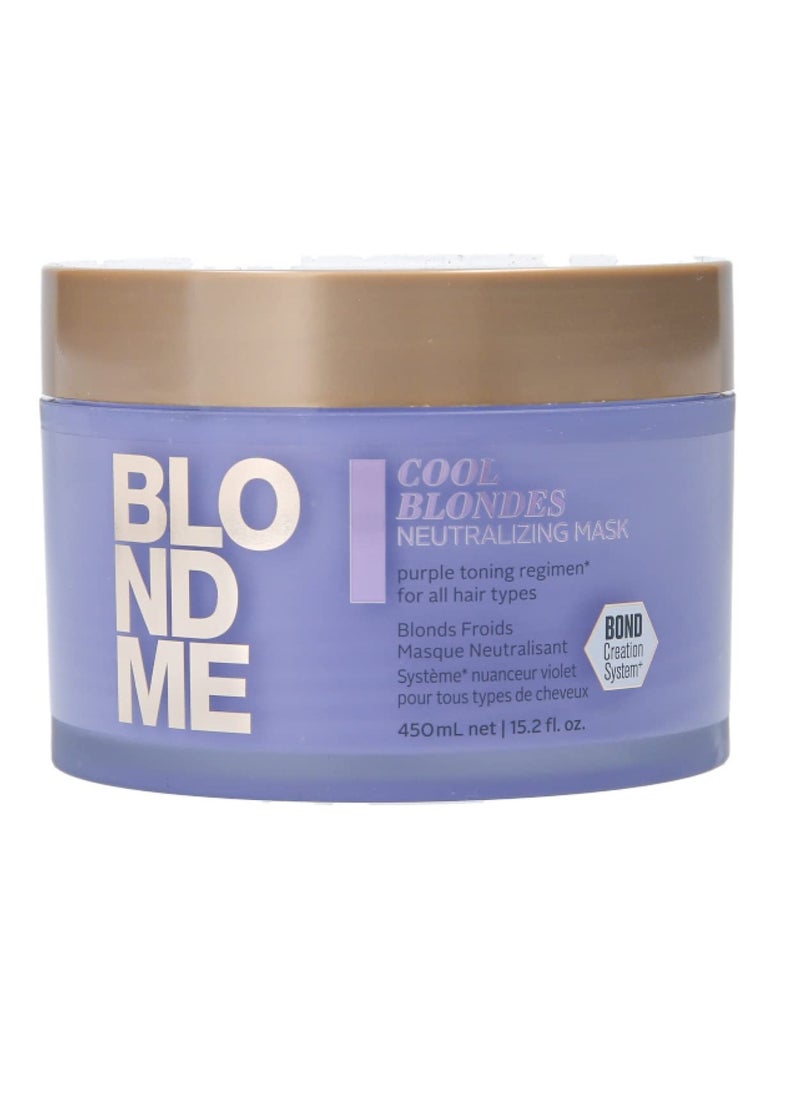 BlondMe Cool Blondes Neutralizing Mask – Deep Conditioning Treatment with Purple Toning Pigments – Neutralizes Yellow Tones and Brassiness in All Blonde Hair Types