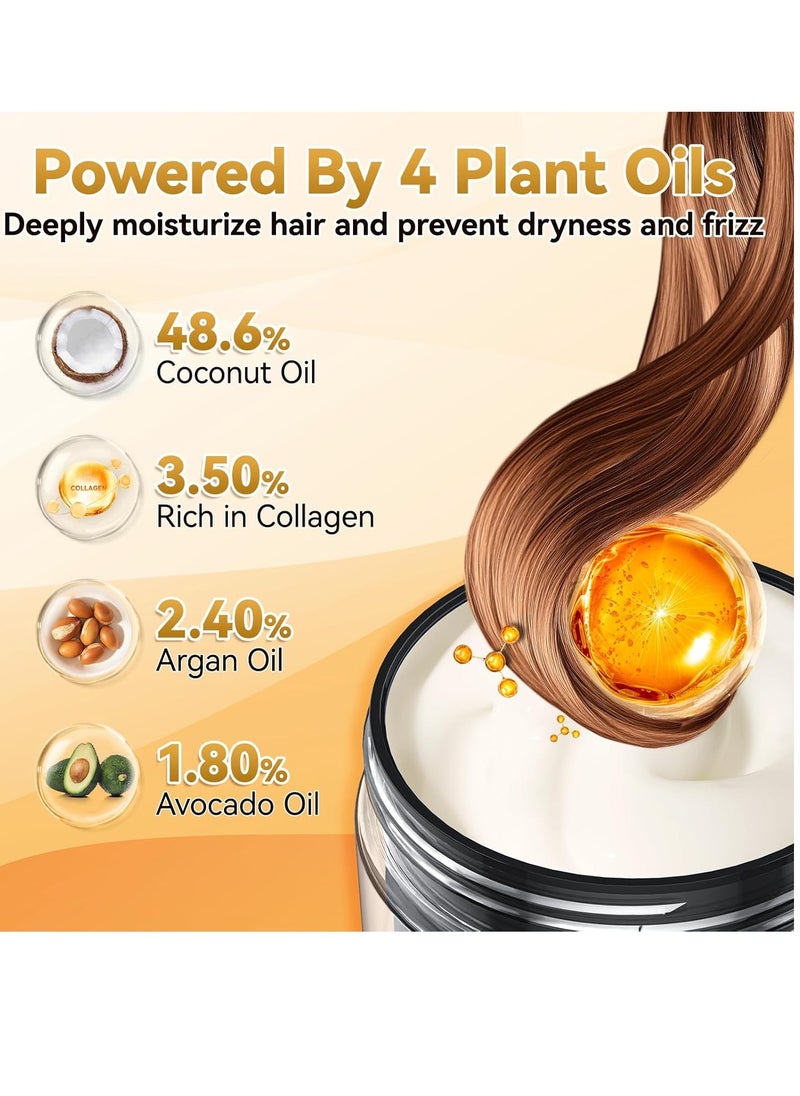 IIIMEIDU Hair Mask for Damaged Hair, Keratin Hair Mask Treatment for Dry Damaged Hair, Deep Repair Conditioning Hair Mask, Coconut Oil Hydrating Hair Mask, No Sulphates, No Parabens (16.9 Fl Oz)