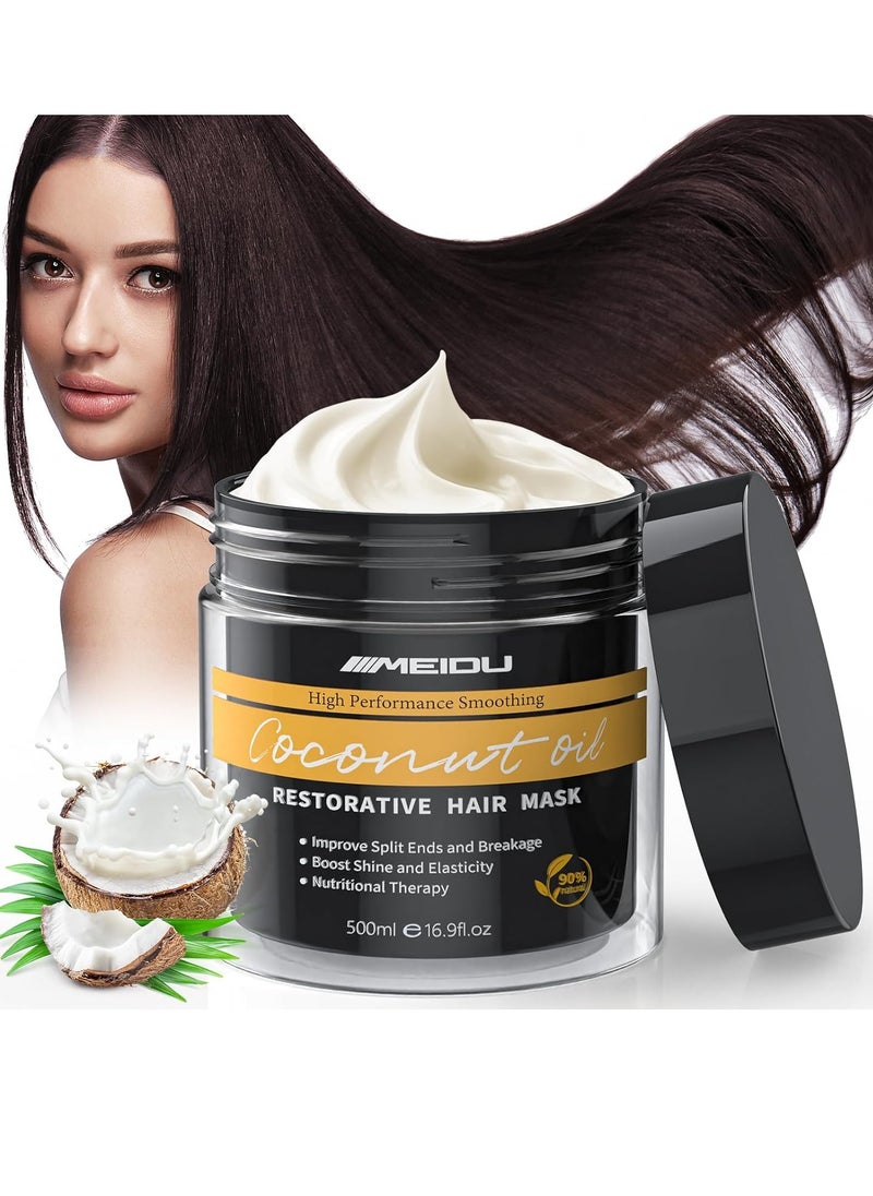 IIIMEIDU Hair Mask for Damaged Hair, Keratin Hair Mask Treatment for Dry Damaged Hair, Deep Repair Conditioning Hair Mask, Coconut Oil Hydrating Hair Mask, No Sulphates, No Parabens (16.9 Fl Oz)