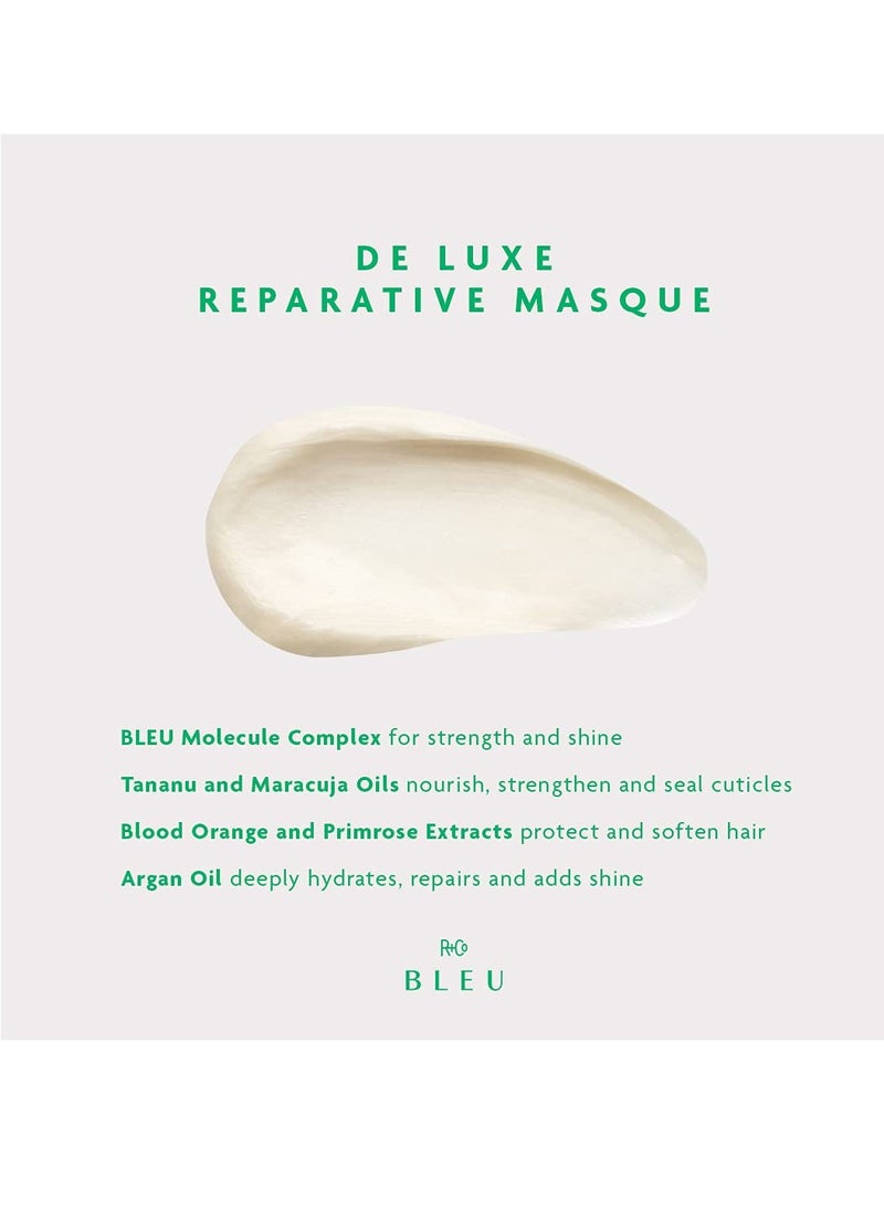 R+Co BLEU De Luxe Reparative Masque – Restores Texture, Strength, and Shine to Dry, Damaged Hair, Hydrates, Calms, Smoothes, Seals Cuticles, Mends Split Ends, 5 oz