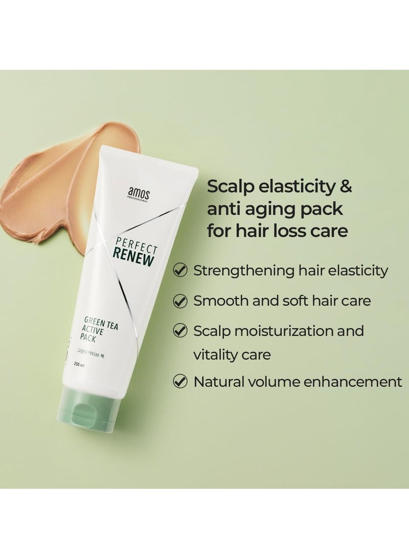 AMOS PROFESSIONAL Perfect Renew Green Tea Active Pack | Nourishing and Moisturizing Hair Mask for Hair Growth | Deep Conditioner | Korean Hair Growth Mask | K-beauty