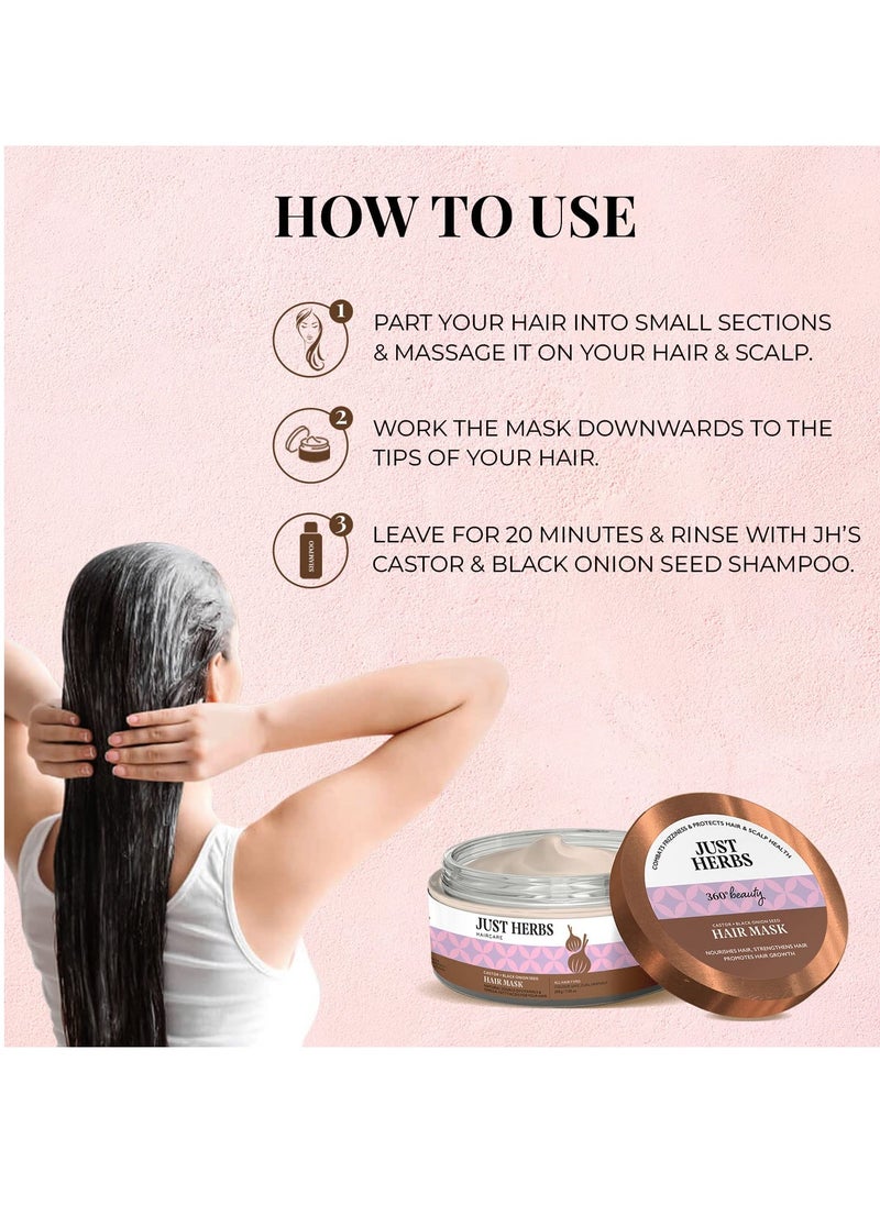 Anti Hairfall Natural Hair Mask with Castor & Black Onion Seed for Dandruff, Boosts Hair Growth & Hair Spa - Suitable for Color Treated & All Hair Types - 200gm
