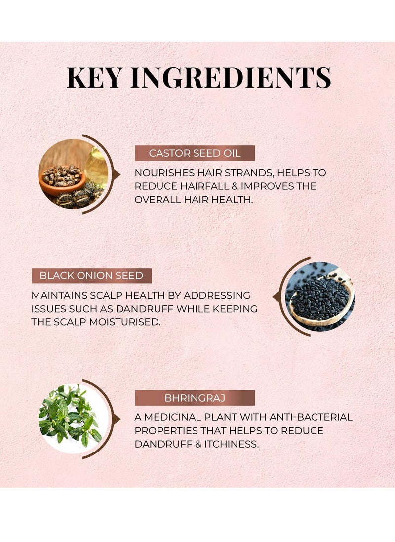 Anti Hairfall Natural Hair Mask with Castor & Black Onion Seed for Dandruff, Boosts Hair Growth & Hair Spa - Suitable for Color Treated & All Hair Types - 200gm