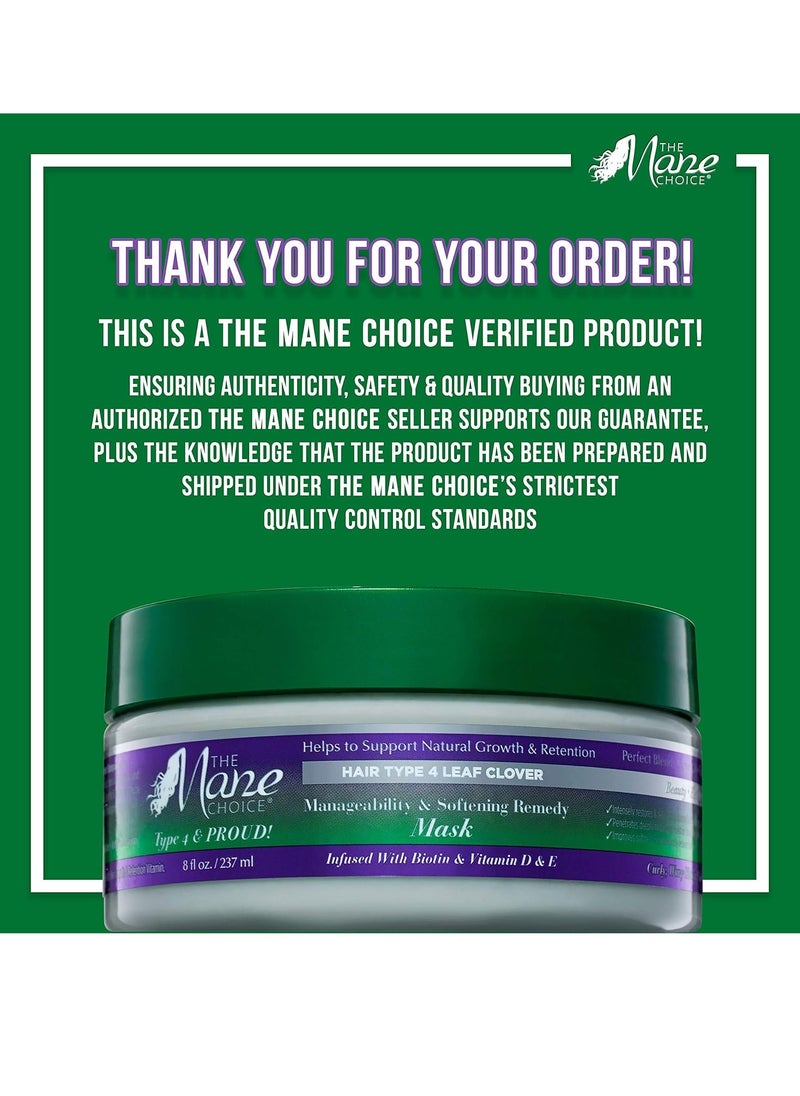 The Mane Choice - Hair Type 4 Leaf Clover: Manageability & Softening Remedy Mask,8 Fl Oz (Pack of 1)