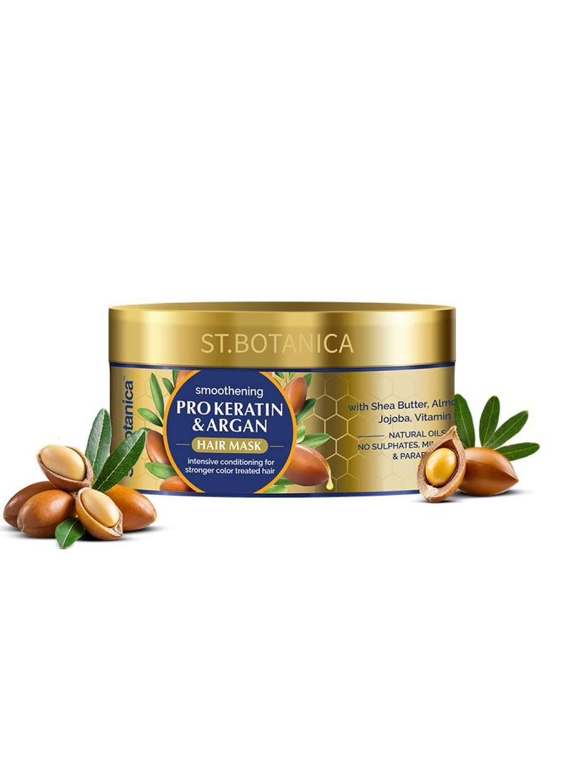 StBotanica Pro Keratin & Argan Oil Hair Mask, Intensive Conditioning For Dry, Damaged, Color Treated Hair, Natural, 200 ml