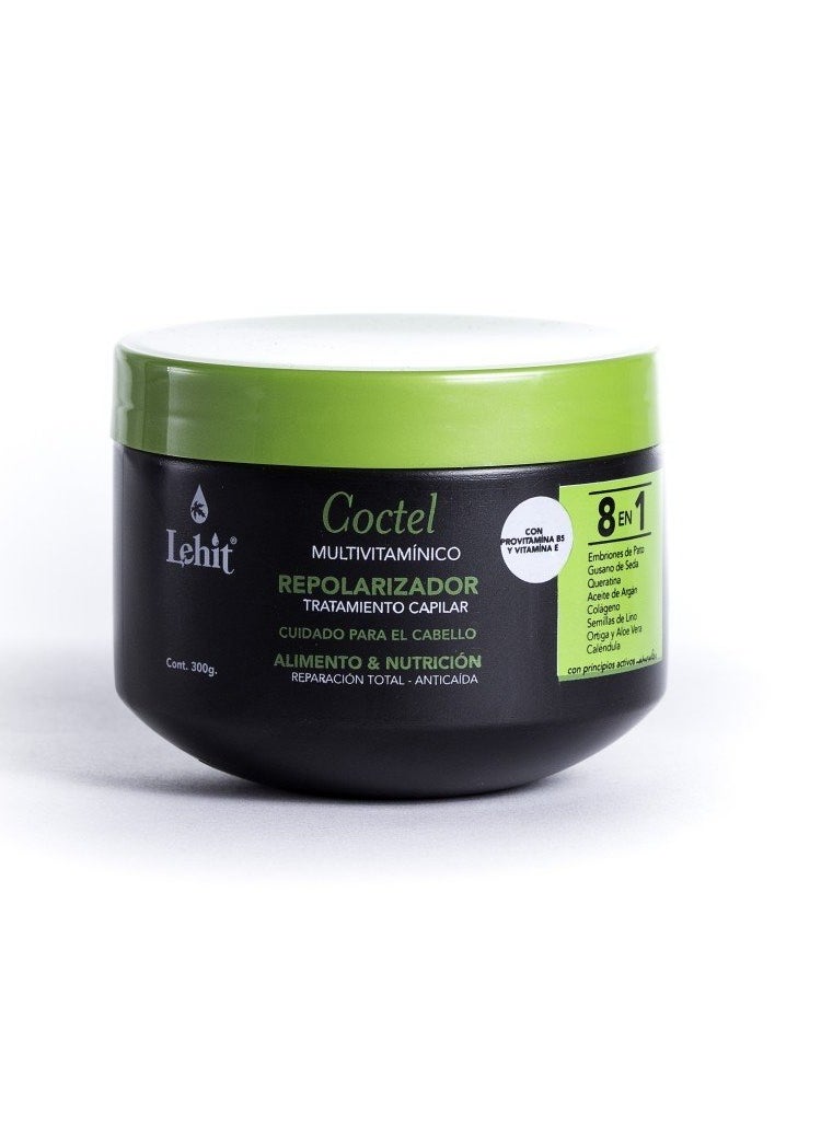 Lehit - Coctel 8 En 1 Multivitaminico Repolarizador Tratamiento Capilar Cuidado Para El Cabello Alimento Y Nutricion Reparacion Total Anticaida - Repolarizer Treatment Cocktail