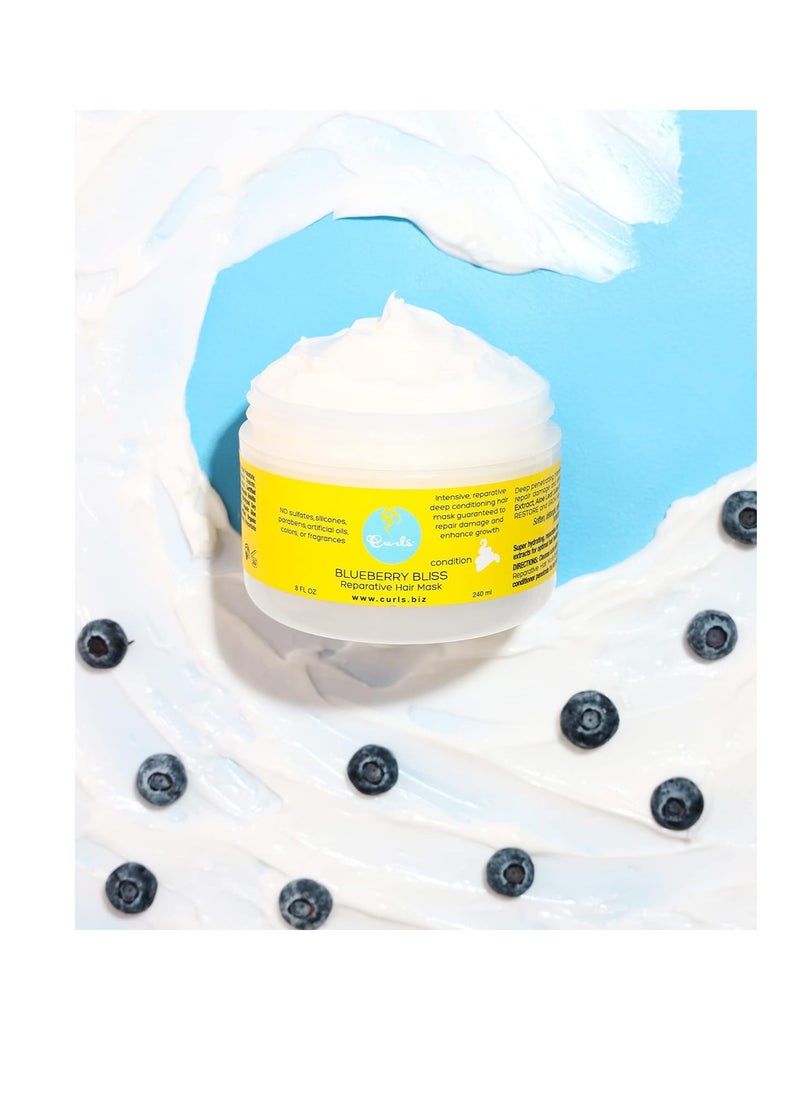 Curls Blueberry Bliss Hair Mask and Moisturizer Bundle - Repair, Protect, Restore, Grow, and Refresh 8 Fl Oz and 8oz