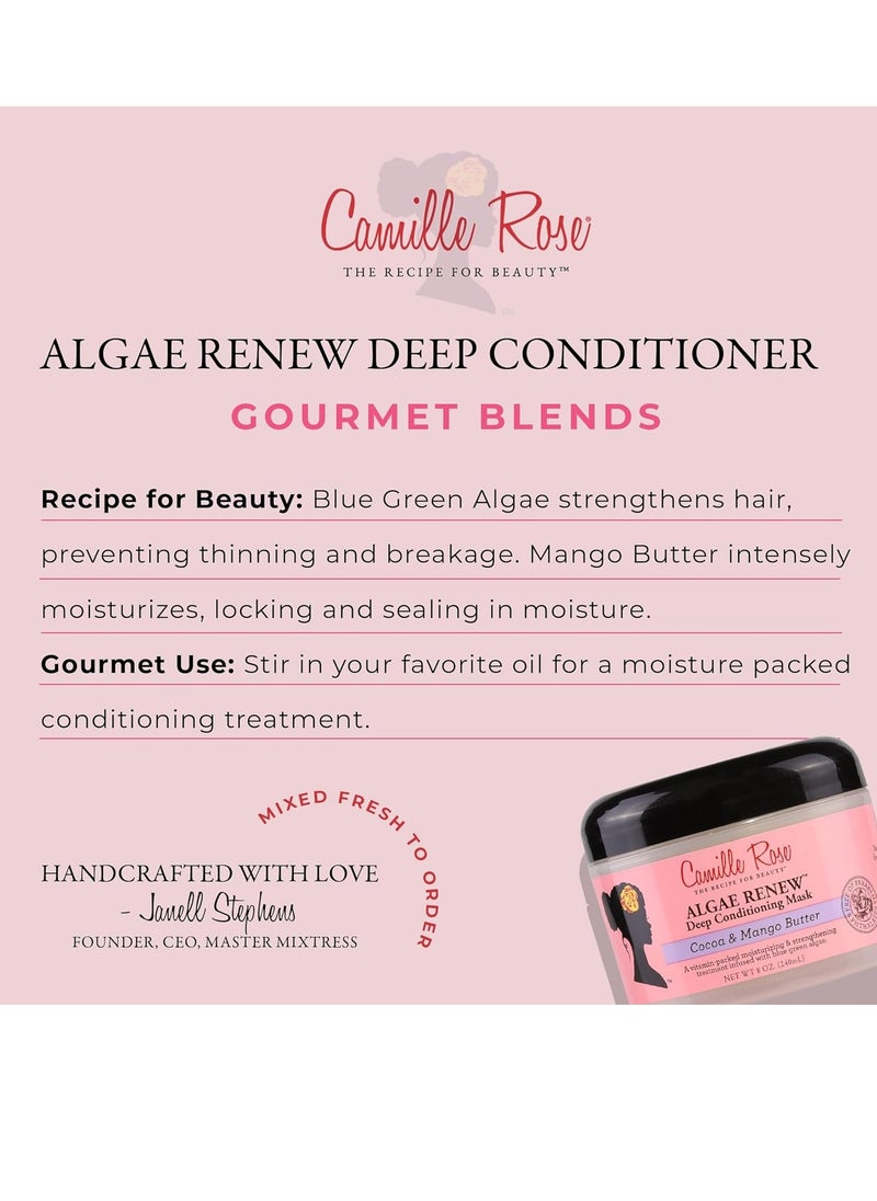 Camille Rose Algae Renew Deep Conditioning Hair Mask with Peppermint, Blue Green Algae & Mango Butter, to Strengthen and Moisturize, for All Hair Types, 8 oz