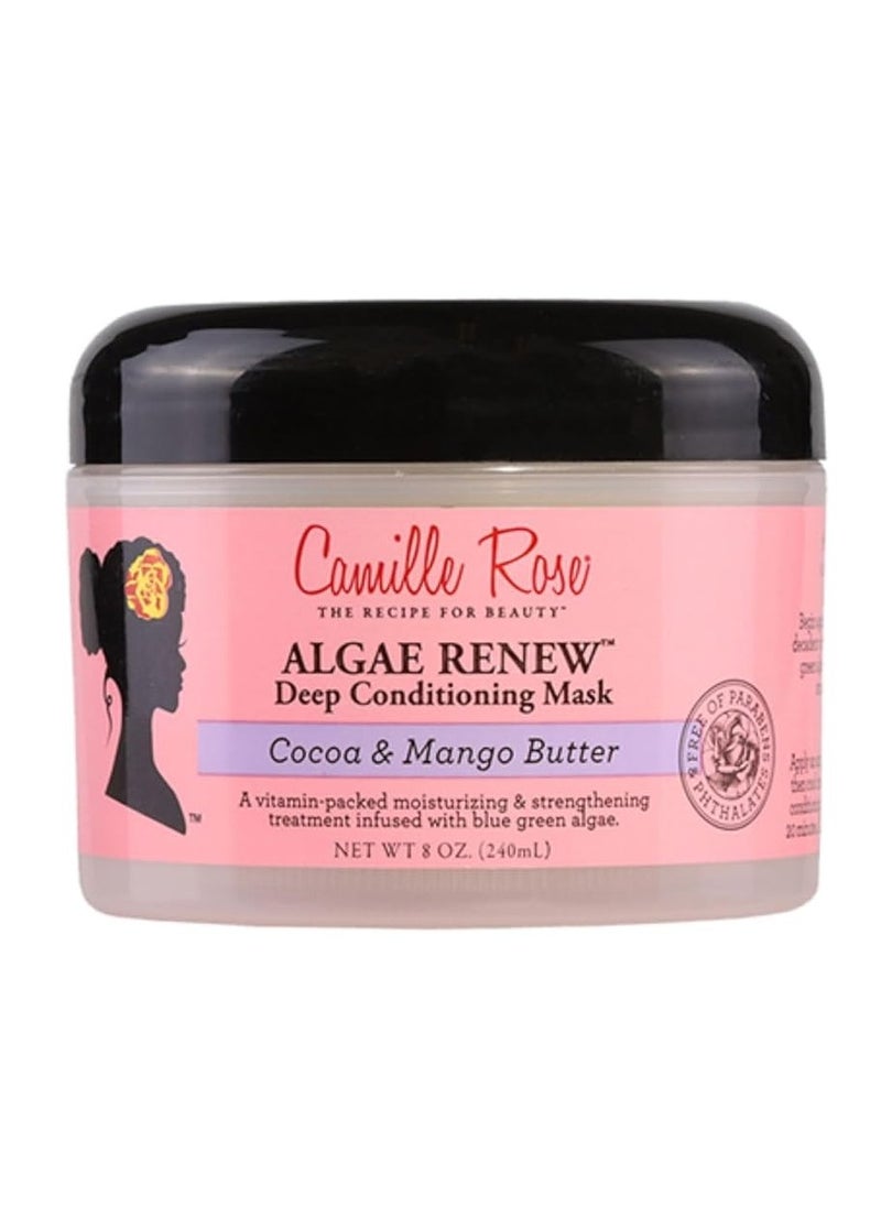 Camille Rose Algae Renew Deep Conditioning Hair Mask with Peppermint, Blue Green Algae & Mango Butter, to Strengthen and Moisturize, for All Hair Types, 8 oz