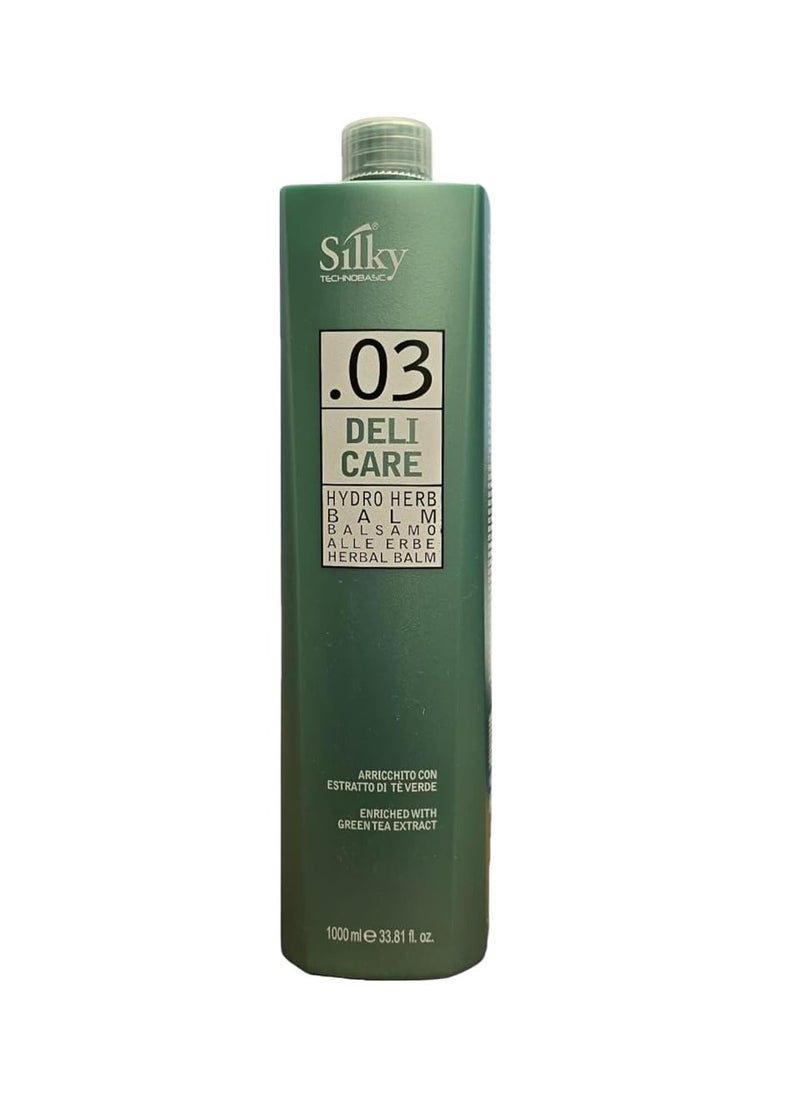 Silky .03 Hydrating Hair Balm with Green Tea Extract - Daily Herbal Hair Treatment for Instant Hydration & Manageable Hair - Hair Mask Cruelty-Free & Suitable for All Hair Types -1000 ml