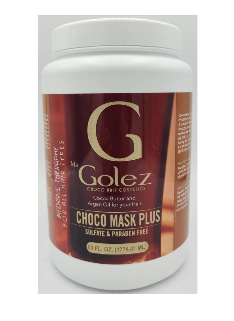 Choco Mask Plus 60 oz. Chocolate Protein, Sulfate and Paraben Free, Cocoa Butter and Argan Oil, Intensive Therapy for All Hair Types