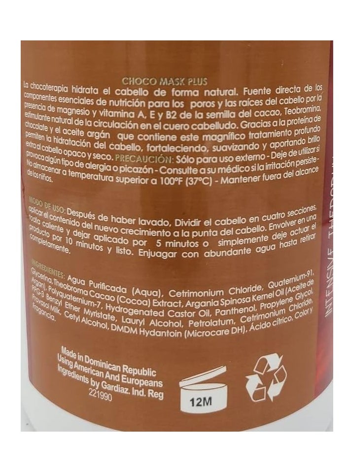 Choco Mask Plus 60 oz. Chocolate Protein, Sulfate and Paraben Free, Cocoa Butter and Argan Oil, Intensive Therapy for All Hair Types