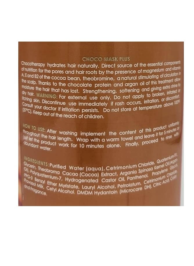 Choco Mask Plus 60 oz. Chocolate Protein, Sulfate and Paraben Free, Cocoa Butter and Argan Oil, Intensive Therapy for All Hair Types