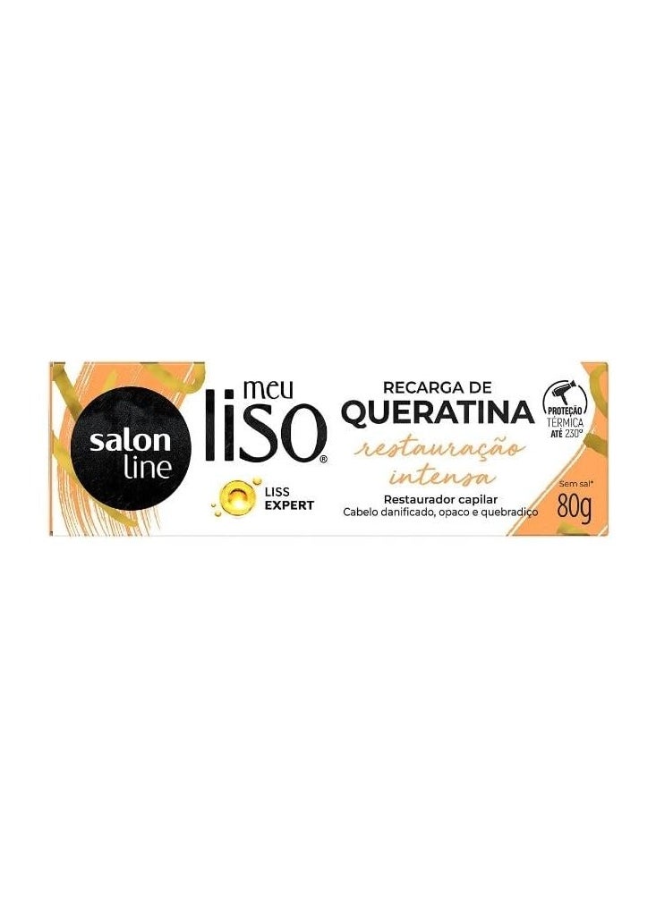 Salon Line - Linha Meu Liso (Restauracao Intensa) - Recarga de Queratina 80 Gr - (My Straight (Intense Repair) - Keratin Recharge Net 2.82 Oz)