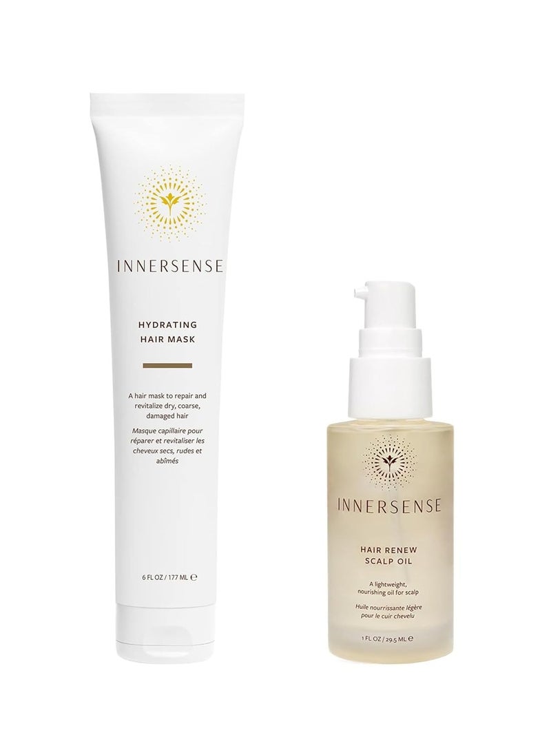 INNERSENSE Organic Beauty - Hydrating Hair Mask + Hair Renew Scalp Oil Natural Hair BUNDLE | Non-Toxic, Cruelty-Free Haircare