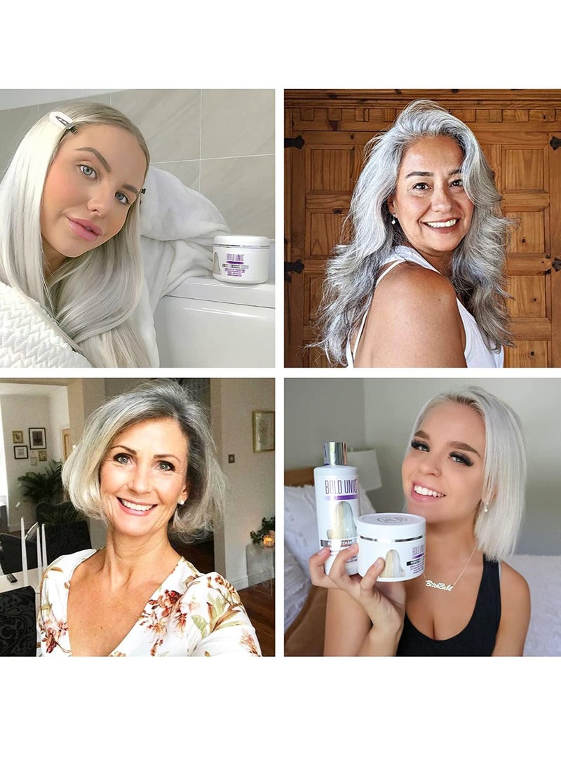 Purple Hair Mask For Blonde, Platinum, Bleached, Silver, Gray, Ash & Brassy Hair & Detangling Hair Brush Bundle - Remove Yellow Tones and Condition Dry, Damaged Hair - Cruelty Free & Vegan