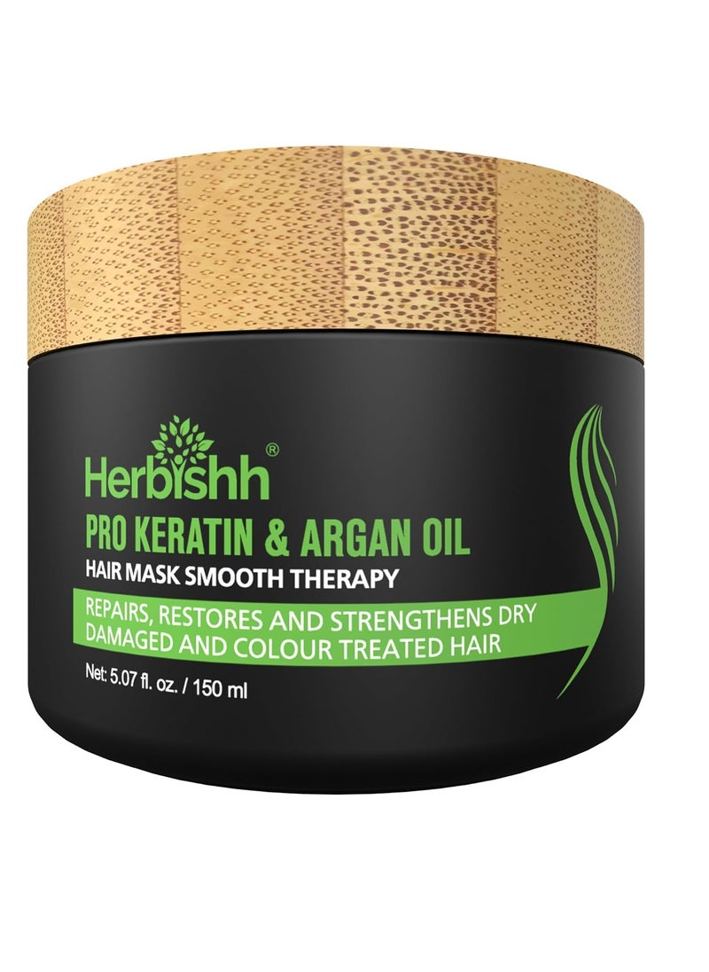 Herbishh Argan Hair Mask-Deep Conditioning & Hydration For Healthier Looking Hair 150Gm + Instant Hair Straightener Cream with Applicator Comb Brush