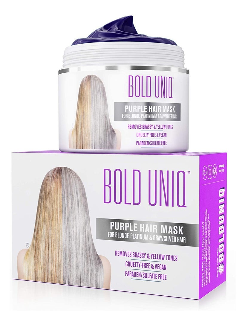 Purple Hair Mask For Blonde, Platinum, Bleached, Silver, Gray, Ash & Brassy Hair & Coconut Hair Mask with Keratin Bundle - Remove Yellow Tones and Condition Dry, Damaged Hair - Cruelty Free & Vegan