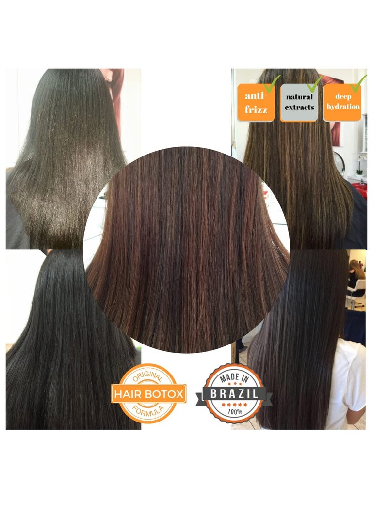 Brazilian Hair BTX Treatment For All Hair Types + Sulfate Free and Sodium Free Shampoo & Conditioner KIT