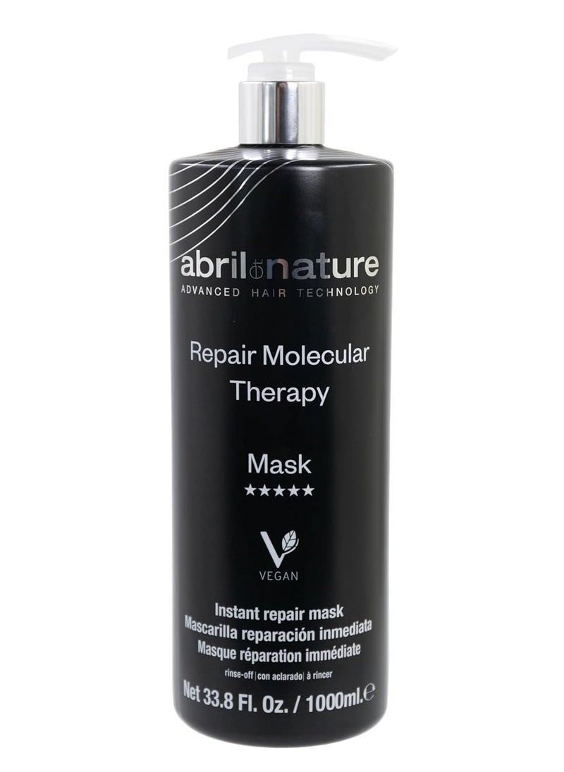 abril et nature - Professional Mask Molecular Therapy - For Damaged, Overprocessed, or Aging Hair - Restructures, Repairs, and Fills the Hair Fiber - Nourishing and Hydrating - Vegan - 1000 ml