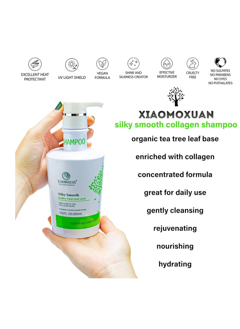 Xiaomoxuan Tea Tree Shampoo and Collagen Mask with Hair Milk for Hair Care Bundle