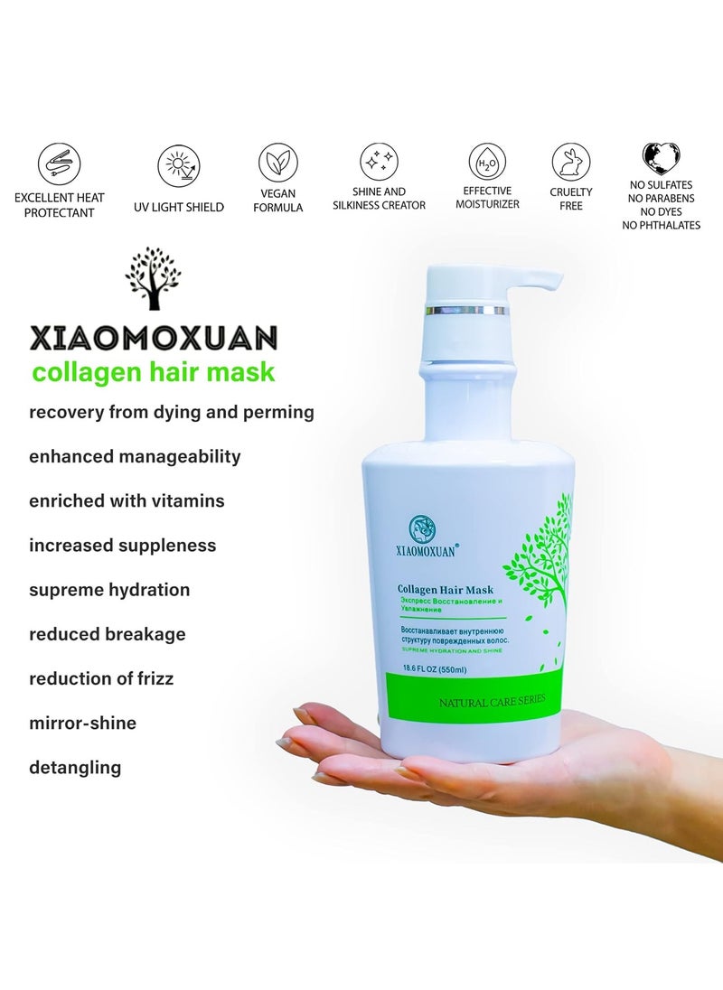 Xiaomoxuan Tea Tree Shampoo and Collagen Mask with Hair Milk for Hair Care Bundle