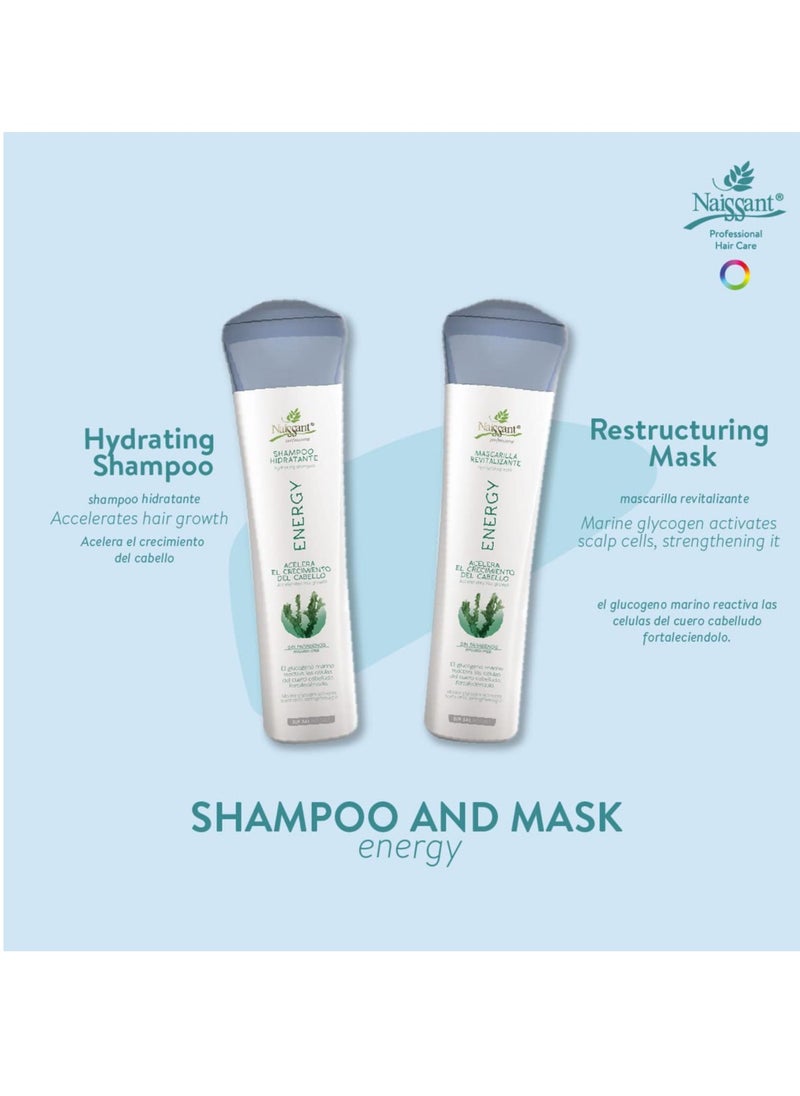 Naissant Energy Set Treatment and Shampoo | Hair Growth Accelerator and Strengthener for Color Treated Hair | Enriched with Marine Glycogen & Natural Extracts to Prevent Hair Loss (10.1 Fl Oz)