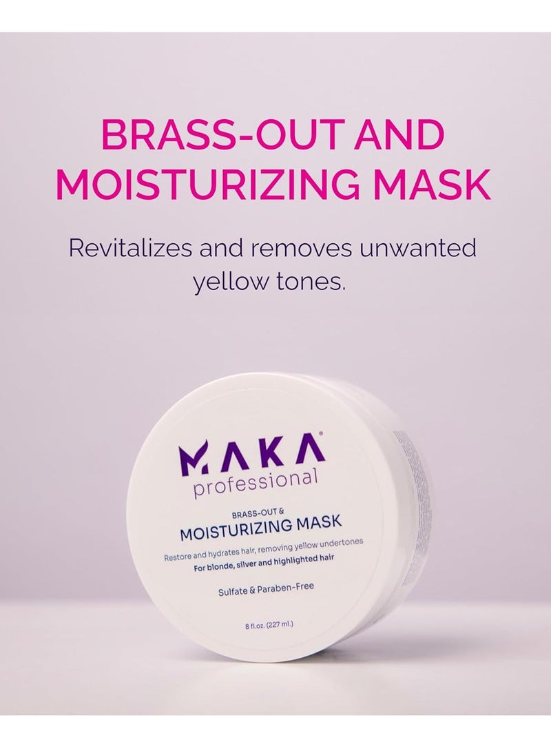 Maka Capillary Health Brass-out & Moisturizing Mask, for blonde, gray or chemically processed hair, 8 Oz