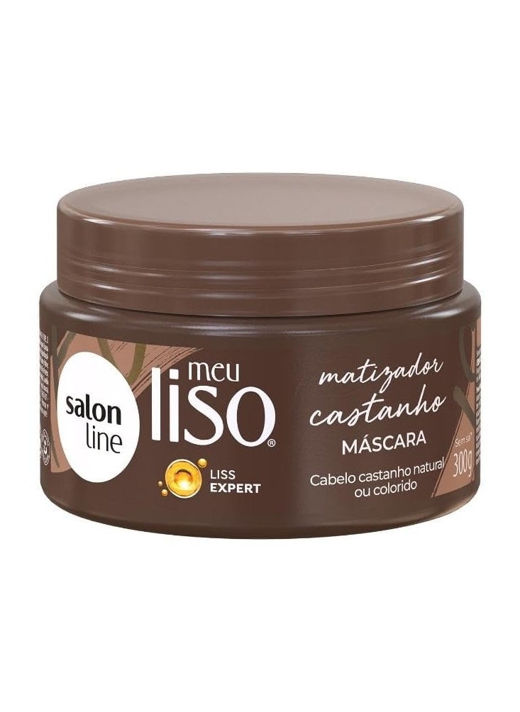 Salon Line - Linha Meu Liso (Matizador) - Mascara Castanho 300 Gr - (My Straight (Brassiness) - Brown Mask Net 10.58 Oz)