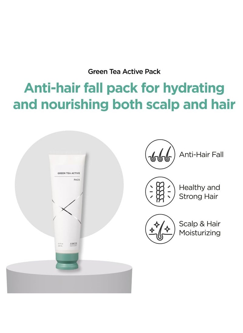 AMOS PROFESSIONAL Green Tea Active Hair & Scalp Pack l Anti-Aging for Fine, Thinning Hair | Moisturizing & Volumizing Hair, 8.4 fl.oz