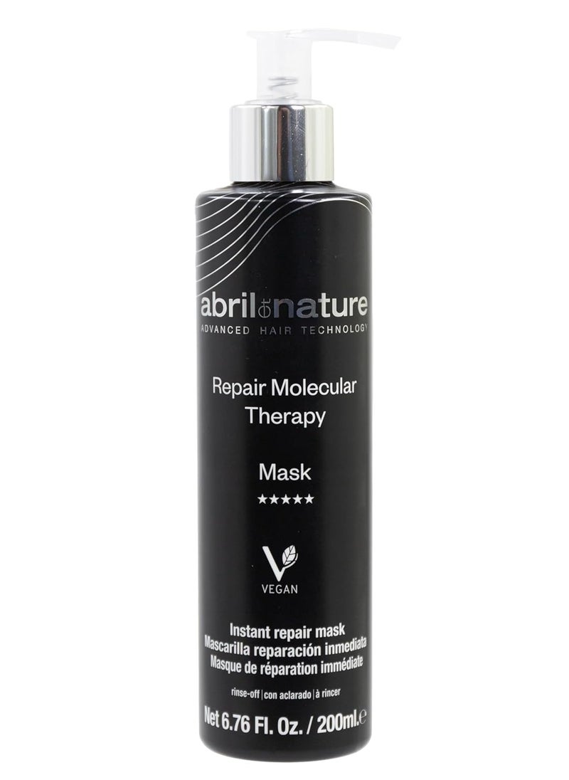 abril et nature - Professional Mask Molecular Therapy - For Damaged, Overprocessed, or Aging Hair - Restructures, Repairs, and Fills the Hair Fiber - Nourishing and Hydrating - Vegan - 200 ml