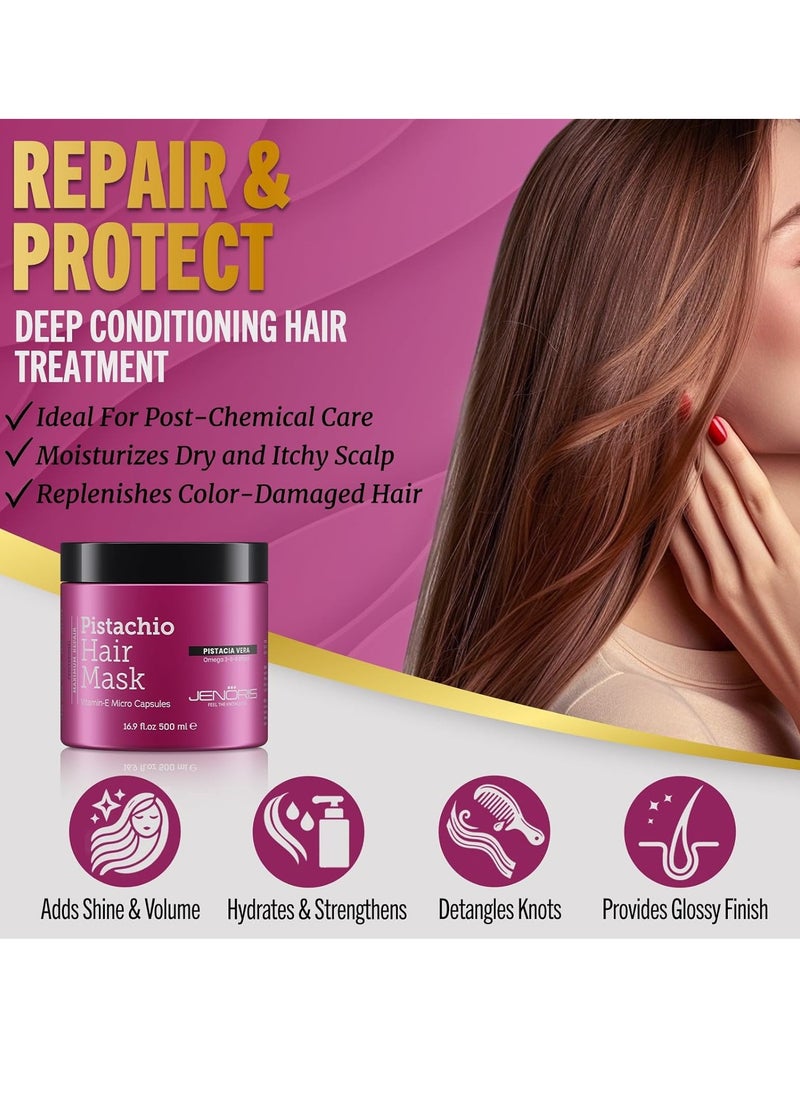 Jenoris Pistachio Conditioner & Hair Mask – For Dry, Damaged Hair, Enriched with Pistachio Oil & Vitamin E, Paraben & SLS Free, Deep Hydration & Repair, Salon-Quality Treatment