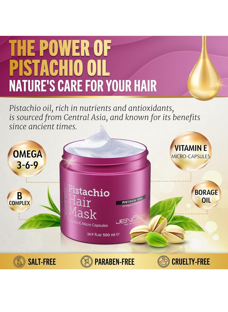 Jenoris Pistachio Conditioner & Hair Mask – For Dry, Damaged Hair, Enriched with Pistachio Oil & Vitamin E, Paraben & SLS Free, Deep Hydration & Repair, Salon-Quality Treatment