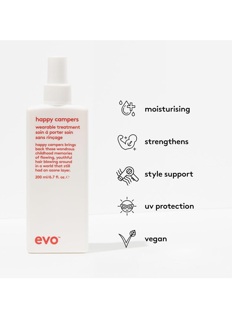 Evo happy campers wearable treatment 200 ml I moisturising styling spray for weak, brittle and coloured hair I moisturises and reduces frizz I vegan, no sulphates