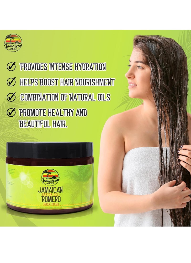 Castor Oil & Romero Hair Mask - Deep Conditioning Hair Repairing Mask for Dry Damaged Hair - 340 g