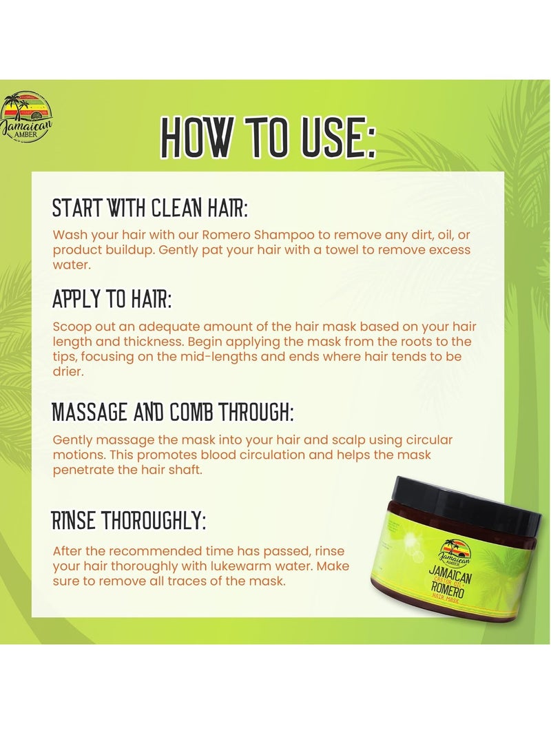 Castor Oil & Romero Hair Mask - Deep Conditioning Hair Repairing Mask for Dry Damaged Hair - 340 g