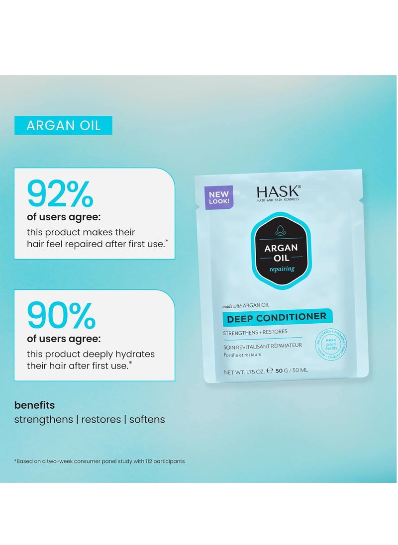 HASK Argan Oil Repairing Deep Conditioner Treatment Pack - 50 Gm | Restores & Smooths Dry, Damaged Hair | Sulfate & Paraben Free, 1 Count