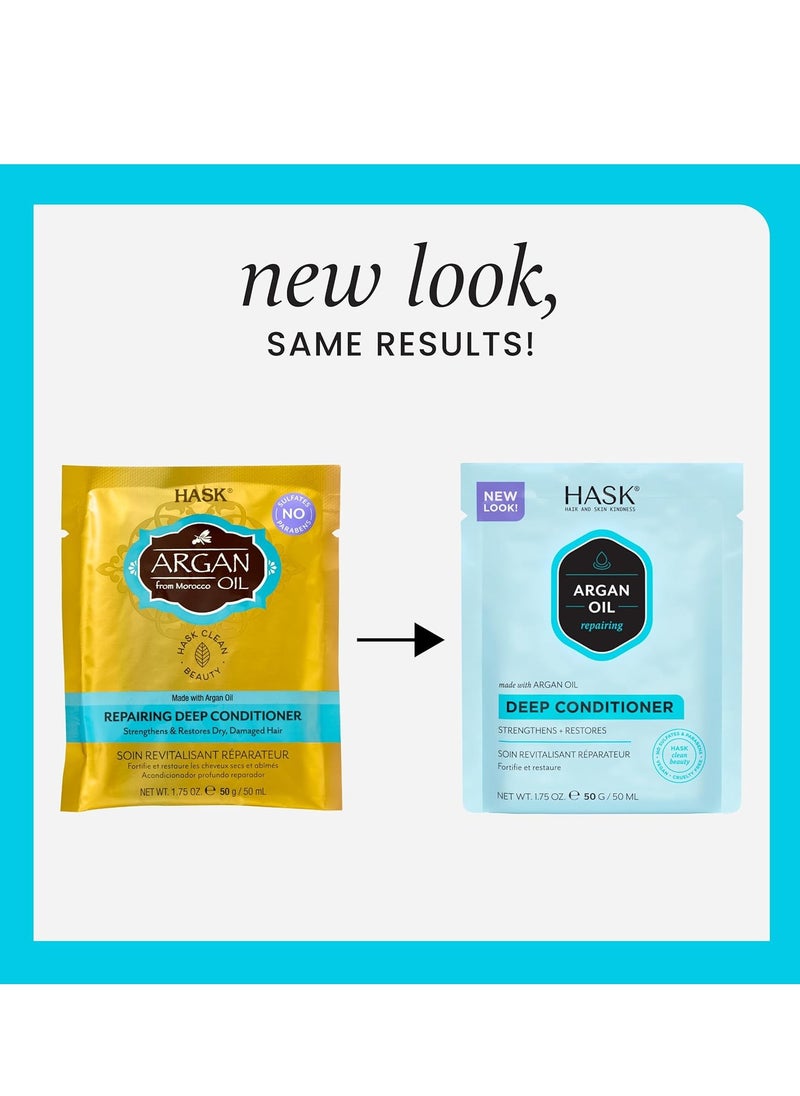 HASK Argan Oil Repairing Deep Conditioner Treatment Pack - 50 Gm | Restores & Smooths Dry, Damaged Hair | Sulfate & Paraben Free, 1 Count