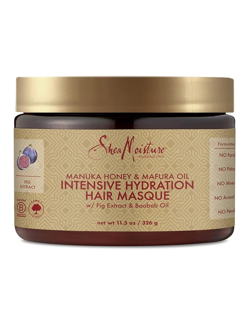 SheaMoisture Intensive Hydration 11.5 oz Hair Masque & 7.5 oz Coconut Hibiscus Curl Mousse Bundle for Dry Damaged Frizzy Curly Hair