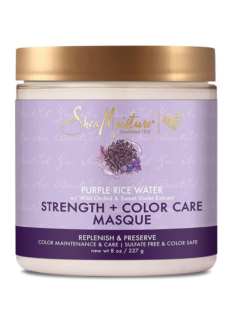 SheaMoisture Strength and Color Care Masque for Damaged Hair Purple Rice Water to Replenish and Preserve 8 oz