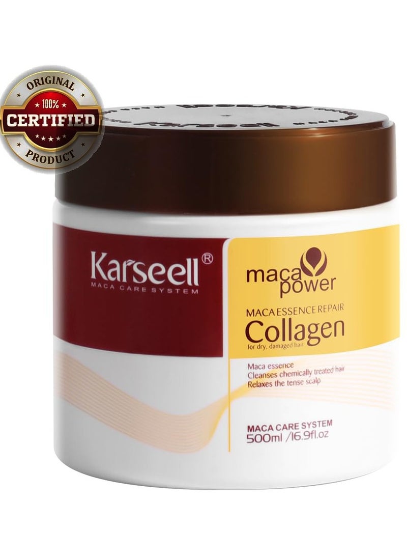 Karseell Collagen Hair Treatment Deep Repair Conditioning Argan Oil Collagen Hair Mask Essence for Dry Damaged Hair All Hair Types 16.90 oz 500ml