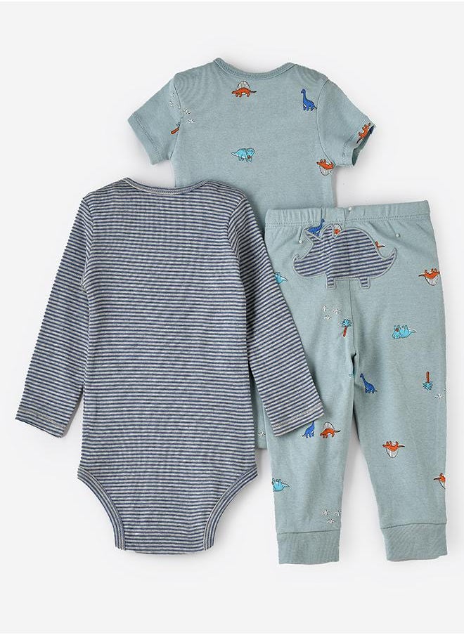 Dino Adventure 3-Piece Baby Bodysuit Set