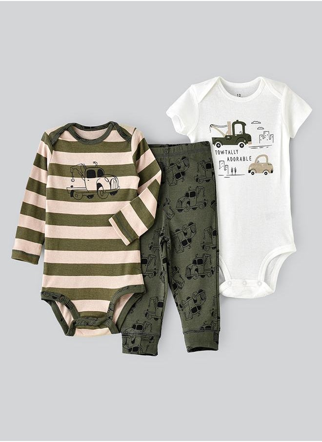 Tow-Truck Adventures 3-Piece Bodysuit Set